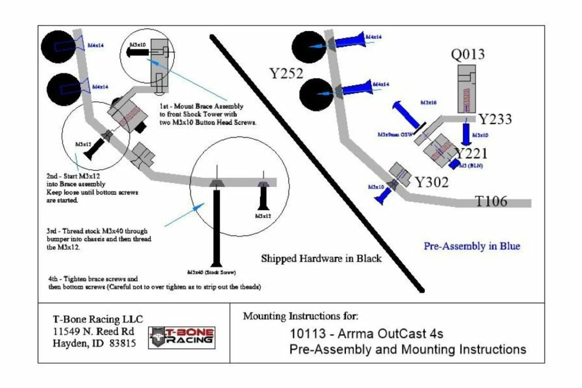 10113 | T-Bone Racing Black ARRMA Outcast Front XV4 Bumper - Image 2