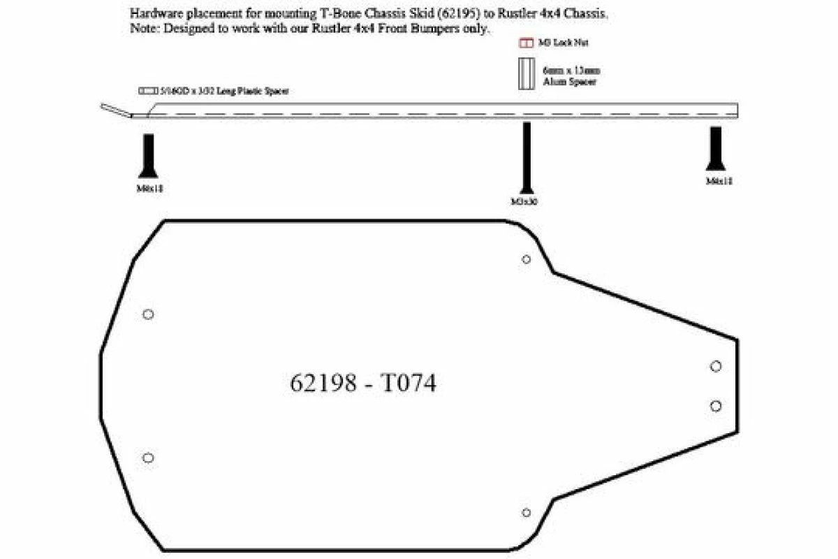 62195 | T-Bone Racing Black Traxxas Rustler 4x4 Chassis Skid Plate - Image 2